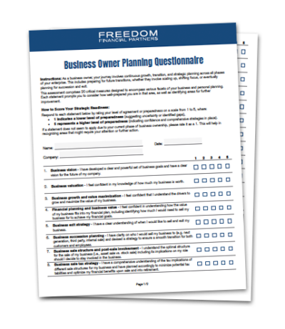 Business Owner Financial Planning Preparedness Questionnaire